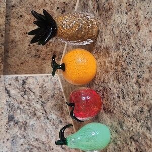 Lenox Art Glass Orange, Pear, Apple And Pineapple